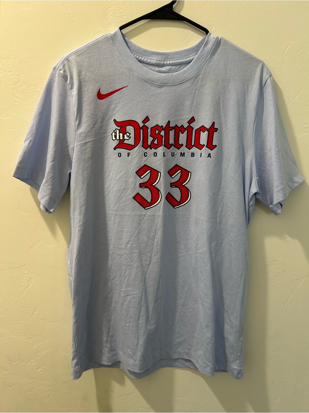 Nike Light Blue 'The District' Graphic Tee with Red Accents- Kyle Kuzma- Medium